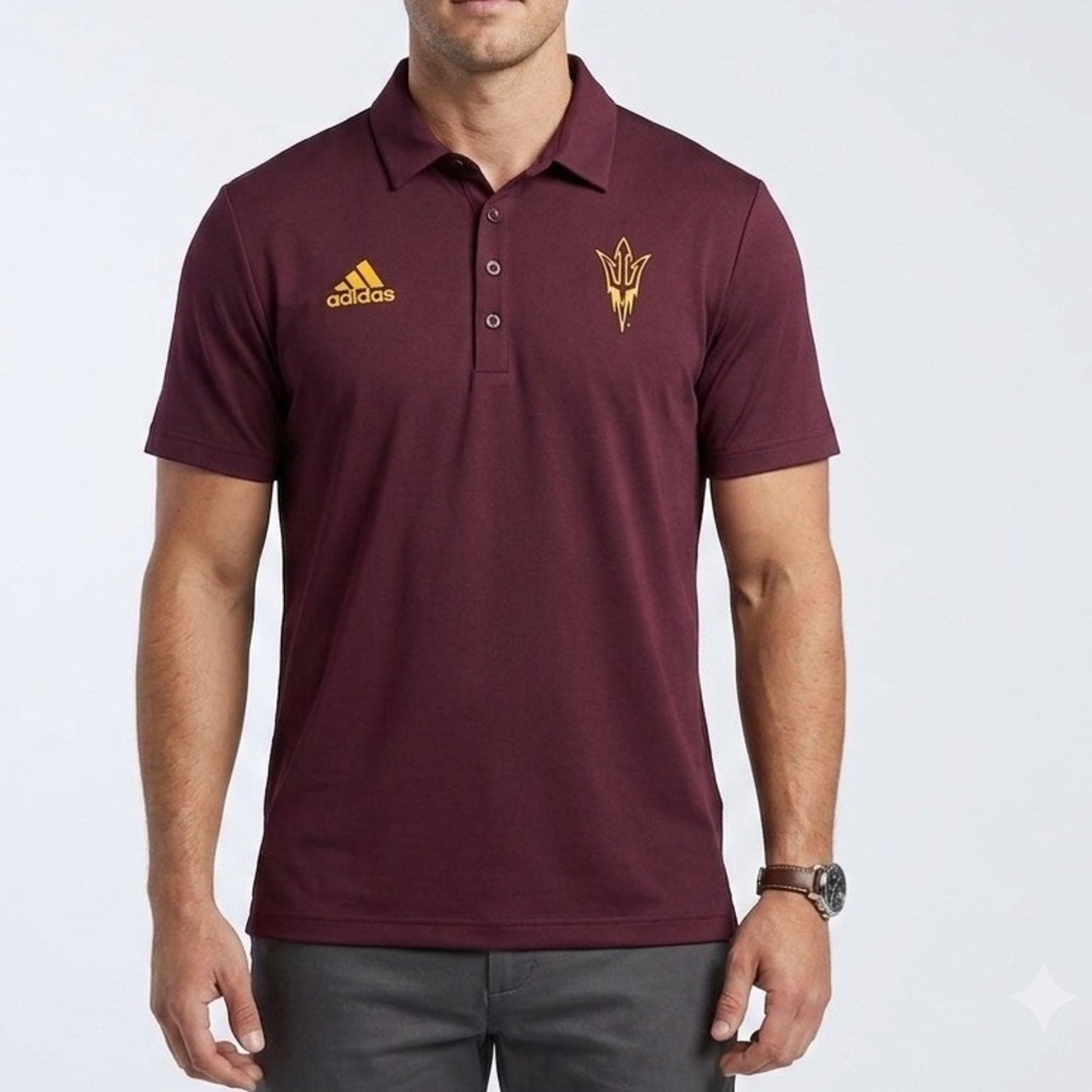 Adidas Arizona State Sun Devils Polo Shirt Maroon XL HM7698 ASU NCAA Mens‎